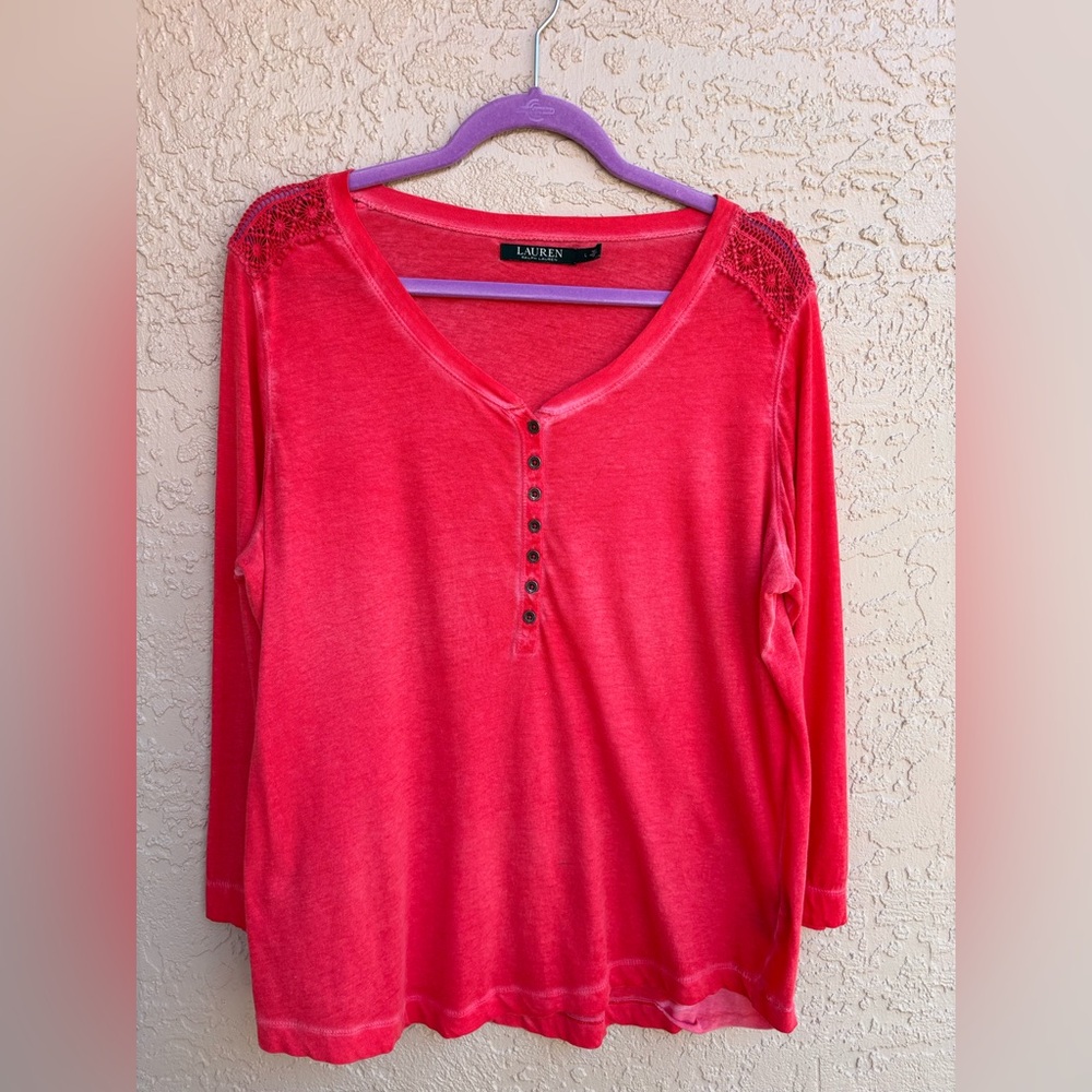 Lauren by Ralph Lauren.  Women’s Size Large.  Bright Coral Pink.
